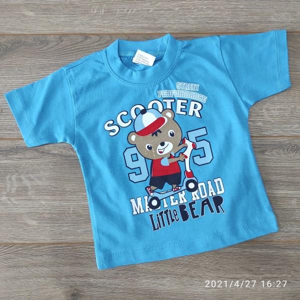 детская одежда недорого Футболка детская для мальчиков -Scooter- светло-бирюзового цвета 1-2-3-4-5 лет
