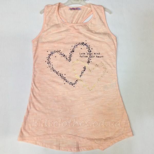 детская одежда недорого для девочек футболки и майки Туника-майка детская летняя для девочек -Walenti- персиковая 9-12 лет 102 171 T-7751