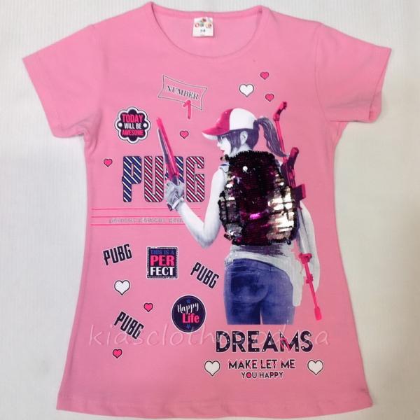 детская одежда недорого для девочек футболки и майки Футболка детская летняя для девочек -BackPack-Oliva Kids- светло-розовая 8-12 лет 104 19-4307
