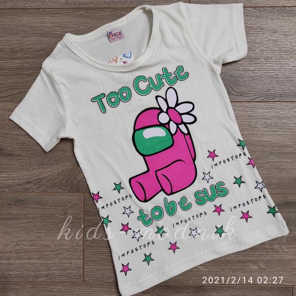 детская одежда недорого для девочек футболки и майки Футболка детская для девочек -Tobe Sus - молочного цвета 5-6-7-8 лет 102 21-1005