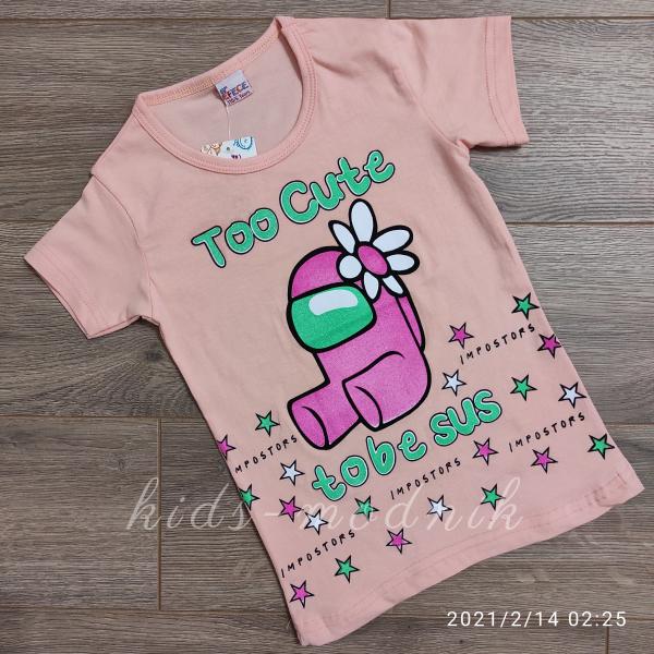детская одежда недорого для девочек футболки и майки Футболка детская для девочек -Tobe Sus - цвет пудры 5-6-7-8 лет 103 21-1005