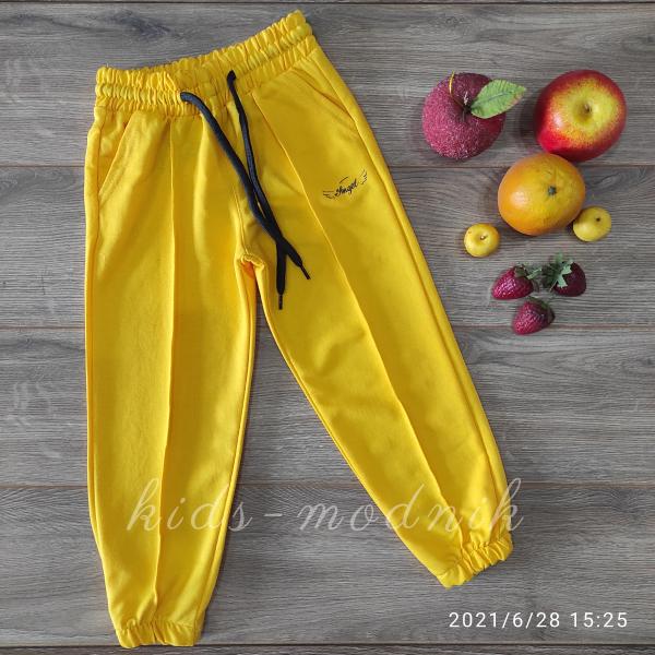 детская одежда недорого для девочек джинсы и брюки Спортивные штаны детские для девочек - Angel- желтого цвета 4-5-6-7 лет 102 21-8002