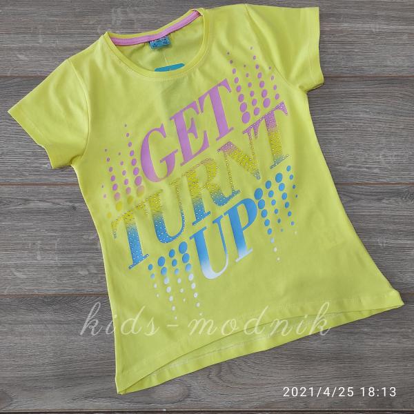 детская одежда недорого для девочек футболки и майки Футболка подростковая для девочек -GetTurntUp - желтого цвета 9-10-11-12 лет 101 21-4879