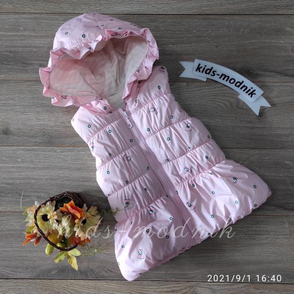 детская одежда недорого Жилетка детская утепленная для девочек- светло-розового цвета 1-2-3 года