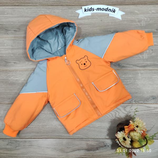 детская одежда недорого Куртка детская демисезонная для мальчиков -Bear- оранжевого цвета 2-3-4-5 лет