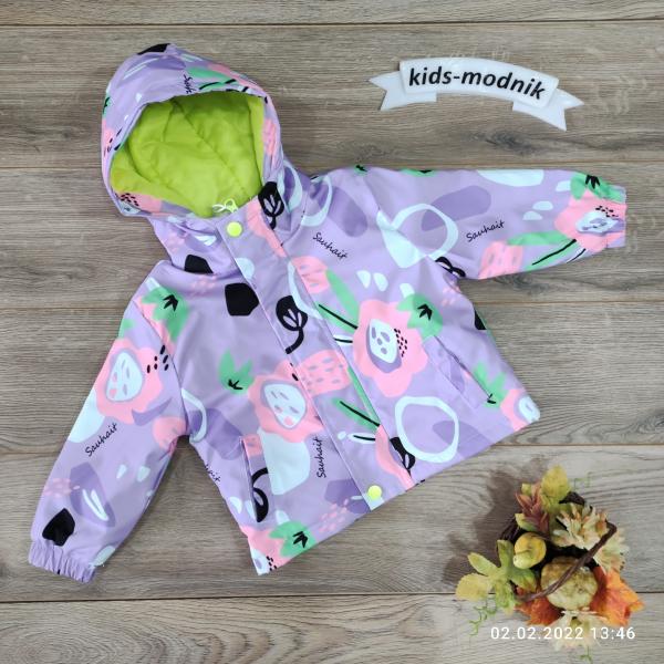 детская одежда недорого Куртка детская демисезонная для девочек -X.X.P- лилового цвета 2-3-4-5-6 лет