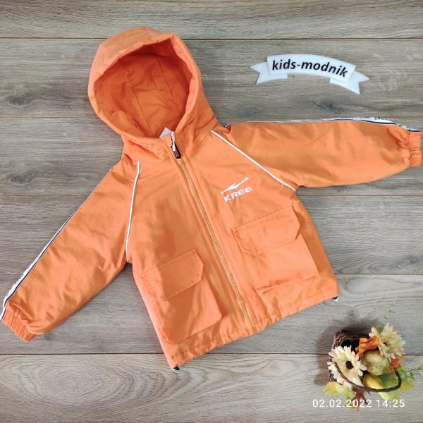 детская одежда недорого Куртка детская демисезонная унисекс -Kree- оранжевого цвета 5-6-7-8 лет