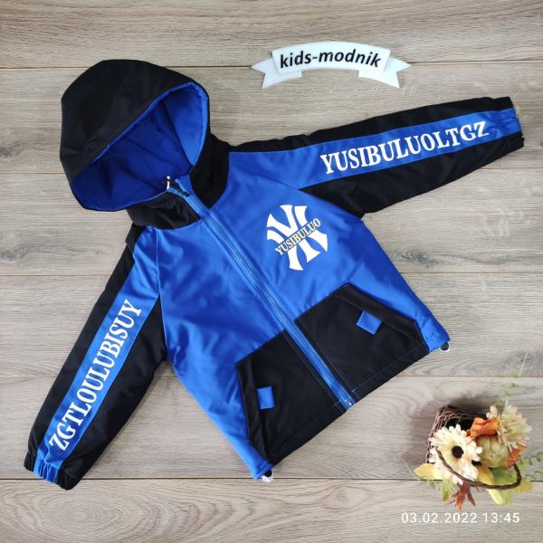 детская одежда недорого Куртка детская демисезонная для мальчиков -Yusibuluo- синего цвета 5-6-7-8 лет