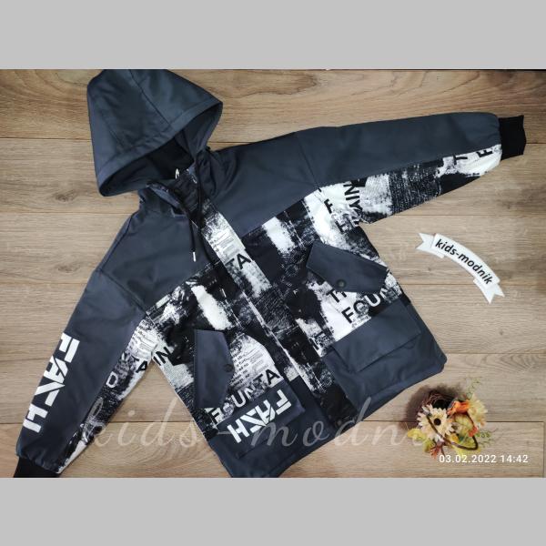 детская одежда недорого Куртка демисезонная подростковая для мальчиков -Fazh- серого цвета 10-11;12-13 лет