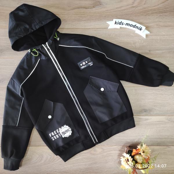 детская одежда недорого Куртка демисезонная подростковая для мальчиков -WeNeedYou- черного цвета 10-11-12-13 лет