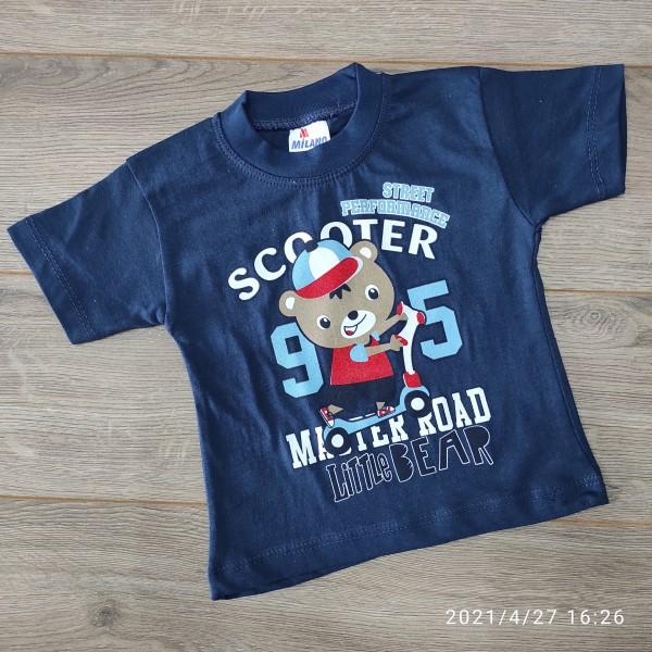 детская одежда недорого Футболка детская для мальчиков -Scooter- темно-синего цвета 1-2-3-4-5 лет