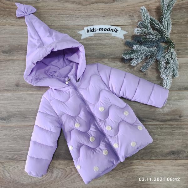 детская одежда недорого Куртка дитяча демісезонна утеплена для дівчаток -YJFS-бузкового кольору 3-4-5-6 років