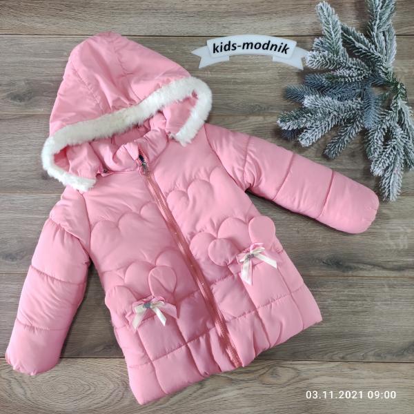 детская одежда недорого Куртка дитяча демісезонна утеплена для дівчаток -For Girl- рожевого кольору 3-4-5 років