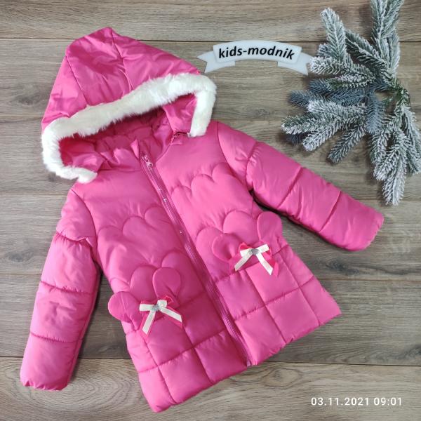 детская одежда недорого Куртка дитяча демісезонна утеплена для дівчаток -For Girl- малинового кольору 3-4-5 років