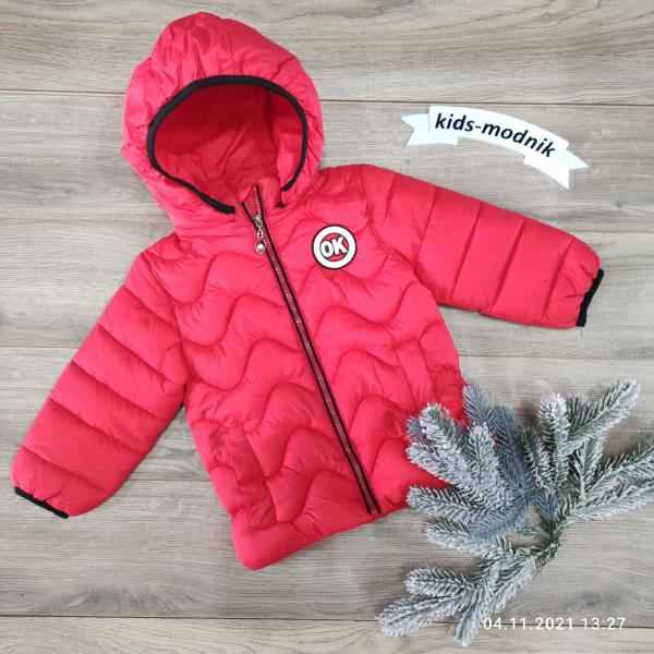детская одежда недорого Куртка дитяча утеплена для дівчаток -TheMphaLeon- червоного кольору 2-3-4-5 років